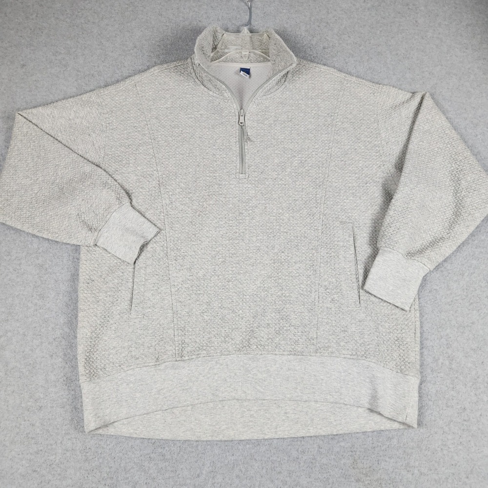 Old Navy Sweatshirt Mens Small Gray Dynamic Fleece 1/4 Zip Textured Mock Neck